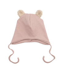 Wooly Organic kepurė su meškiuko ausytėmis GOTS, Rosewood
