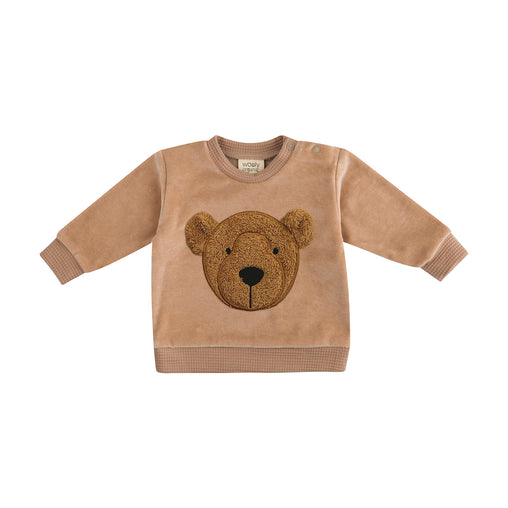 Wooly Organic siuvinėtas megztinis kūdikiui GOTS, Light Brown / Caramel Brown
