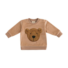 Wooly Organic siuvinėtas megztinis kūdikiui GOTS, Light Brown / Caramel Brown