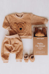 Wooly Organic siuvinėtas megztinis kūdikiui GOTS, Light Brown / Caramel Brown