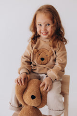 Wooly Organic siuvinėtas megztinis vaikui GOTS, Light Brown / Caramel Brown