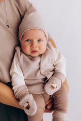 Wooly Organic siuvinėta nykštuko kepurėlė GOTS, Light Taupe