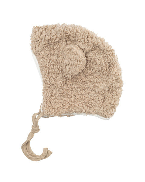 Wooly Organic pliušinė kepurė su meškiuko ausytėmis ir merino vilnos pamušalu, Savannah