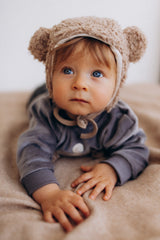 Wooly Organic pliušinė kepurė su meškiuko ausytėmis ir merino vilnos pamušalu, Savannah