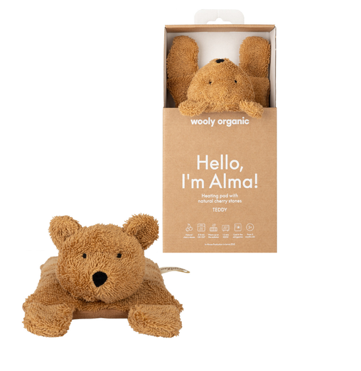 Wooly Organic šildanti pagalvėlė su vyšnių kauliukais meškiukas, Caramel Brown