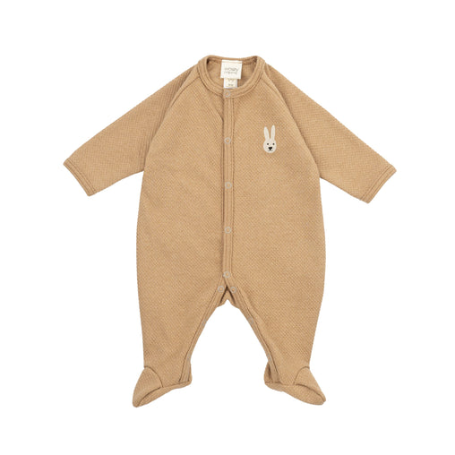 Wooly Organic šliaužtinukas su siuvinėtu zuikučiu, Natural Dark Brown