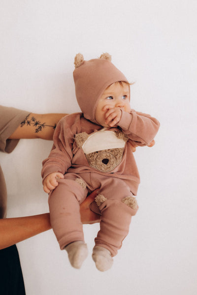 Wooly Organic tamprės su meškiuko ausytėmis GOTS, Rosewood
