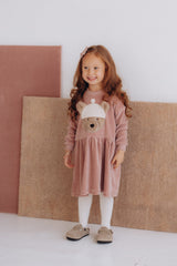 Wooly Organic siuvinėta veliūrinė suknelė GOTS, Rosewood