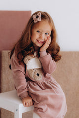 Wooly Organic siuvinėta veliūrinė suknelė GOTS, Rosewood