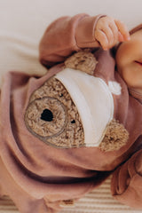 Wooly Organic siuvinėtas veliūrinis megztinis su meškiuku GOTS, Night Owl