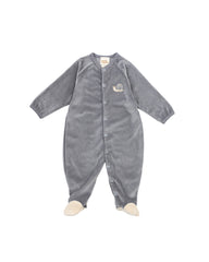 Wooly Organic siuvinėtas veliūrinis šliaužtinukas su pėdutėmis GOTS, Night Owl