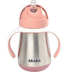 Beaba Metalinė gertuvė su šiaudeliu 250ml - spalva - old pink