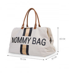 Childhome didelis mamos krepšys Mommy bag, Off white stripes Black/Gold